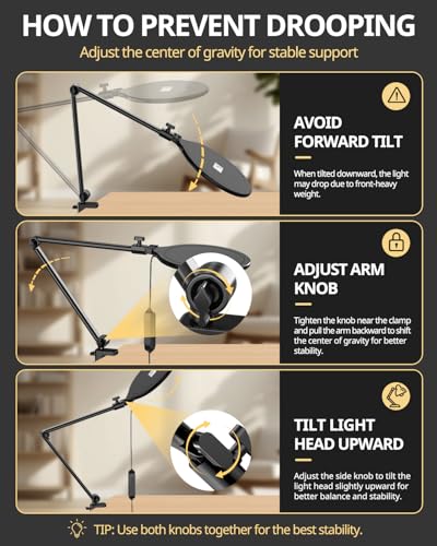 UBeesize 10" Desk Ring Light with Stand, Multi-Angle Adjustable Arm with C-Clamp for Home Office, Streaming Light with Inline Control for Video Conference, Podcast, Gaming, Recording, Live Streams