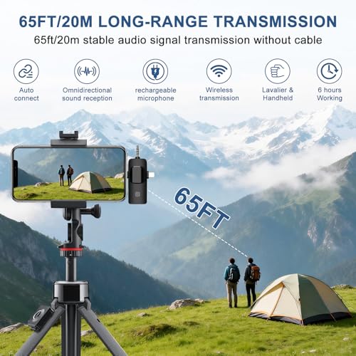 Labstandard 3-in-1 Wireless Lavalier Microphone for iPhone & Android - Studio Quality Sound with Noise Cancel, Plug & Play Mini Mic for Recording, Vlogging & Live Streaming