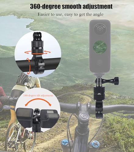 Niewalda Aluminum Bike/Motorcycle Handlebar Mount for GoPro, AKASO Campark and Other Action Cameras, 360 Degrees Rotary Motorcycle Camera Mount Upgrade - size: 360 degree rotating Handlebar Mount