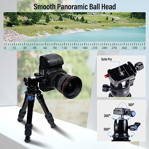 SIRUI AM203 Mini Travel Tripod with 360° B00K Ball Head, Lightweight Aluminum Tripod for Travel and Tabletop Use, Max Load 20lbs/10KG, Folded Height 11.4”, Max Height 16.7” - size: AM-203+B-00K