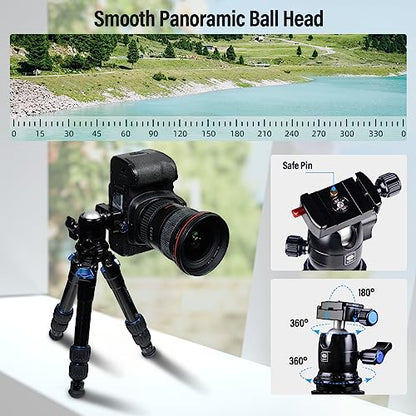 SIRUI AM203 Mini Travel Tripod with 360° B00K Ball Head, Lightweight Aluminum Tripod for Travel and Tabletop Use, Max Load 20lbs/10KG, Folded Height 11.4”, Max Height 16.7” - size: AM-203+B-00K
