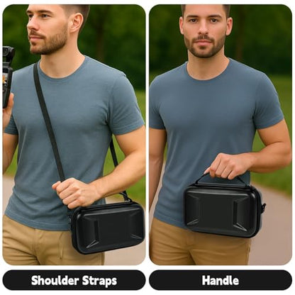 Boobowl Hard Case for DJI Osmo Pocket 3 Creator Combo, Portable Travel Storage Bag Fits Camera with Original Protective Cover, Battery Handle & Mic 2, Shockproof Organizer with Shoulder Strap - Black