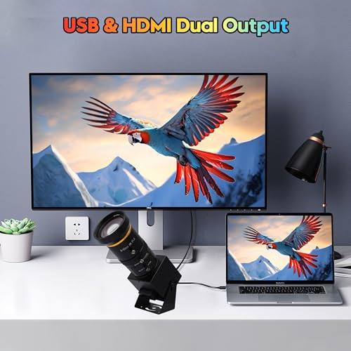 SVPRO HDMI USB Camera 4K 60fps USB3.0 Streaming Webcam with Zoom 5-50mm Telephoto Lens,10X Optical Zoom Industrial Microscope Camera H.264 Video Camera for Computer,Raspberry Pi,Monitor - color: Camera with 5-50mm Lens