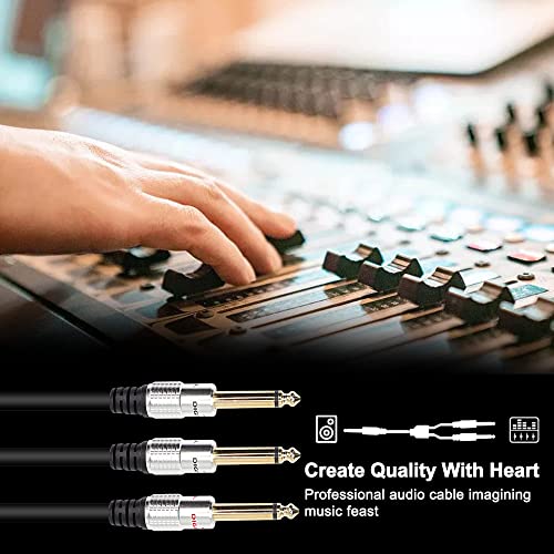 XMSJSIY 6.35mm 1/4" TS Male to Dual 6.35mm 1/4" TS Male Mono Stereo Y Cable Splitter Cord - 50cm