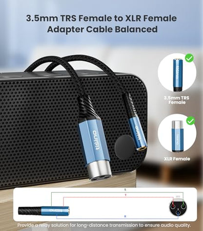 Tisino XLR Female to 3.5mm Stereo Jack Adapter - 1.6 FT, Balanced Audio Converter XLR and 1/8 inch TRS Mini Jack Cables for Audio Interface, Mixing Console, Camera - size: 50 cm/1.64 FT, style: XLR F to 3.5mm TRS F