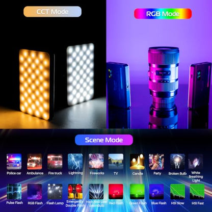 ULANZI VL120 RGB Video Light, Pocket LED On-Camera Video Lights, Built-in 3100mAh Rechargeable Battery, 360 Full Color 20 Light Effects, CRI≥95 2500-9000K LED Panels for Photography Vlogging