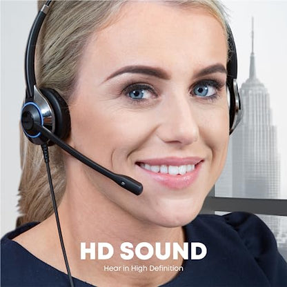 TruVoice Computer Dual Headset Bundle for Office Training | Monitoring | Supervising : Includes 2 x HD550 Headset with NC Microphone, Training Y Splitter + USB Cable Compatible with PC and Softphones