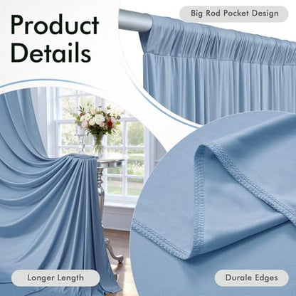 10ftx12ft Wrinkle Free Dusty Blue Backdrop Curtain, 2 Panels 12FT Height Wedding Backdrop Drapes, Silky Polyester Back Drop Cloth for Birthday Photography Background Party Backdrop Draping - color: Dusty Blue, size: (W)5ft x (H)12ft (2 Panel)