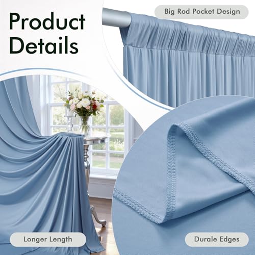 10ftx12ft Wrinkle Free Dusty Blue Backdrop Curtain, 2 Panels 12FT Height Wedding Backdrop Drapes, Silky Polyester Back Drop Cloth for Birthday Photography Background Party Backdrop Draping - color: Dusty Blue, size: (W)5ft x (H)12ft (2 Panel)