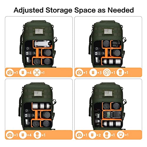 MOSISO Camera Backpack, DSLR/SLR/Mirrorless Tactical Camera Bag Case with Laptop Compartment Compatible with Canon/Nikon/Sony, Army Green - color: Army Green