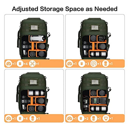 MOSISO Camera Backpack, DSLR/SLR/Mirrorless Tactical Camera Bag Case with Laptop Compartment Compatible with Canon/Nikon/Sony, Army Green - color: Army Green