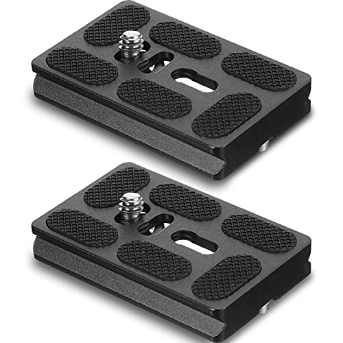 Frienda 2 Pieces Metal Quick Release Plate with 1/4''-20 Camera Screw Tripod Mount Plate Fits Standard for DSLR Camera Tripod Ball Head(Black,Pu60) - color: Black, style: PU60