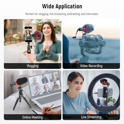 NEEWER Plug & Play Vlog Microphone, 20-20KHz Mini Supercardioid Mic with 3.5mm TRRS, Low Frequency Cut, Gain Control, Two OTG Compatible with iPhone 16 15 S25 Ultra Android Tablet Mac Camera, VM11 - style: VM11
