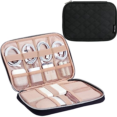 BELALIFE Electronic Organizer, Portable Travel Cable Bag, Tech Storage for Cord, Charger, Phone, Earphone, Hard Drive, USB, SD Card and Other Accessories, Black - color: Black
