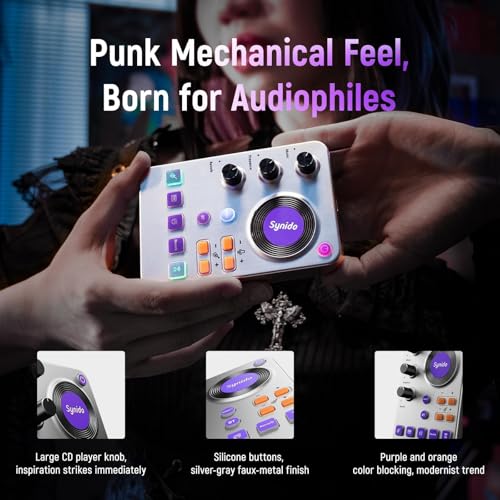 Synido Wireless Guitar Sound Card, 24bit/96kHz Low Latency Audio Interface | Built-in rechargeable battery & lightweight portable design, perfect for recording, live streaming and DJ performance
