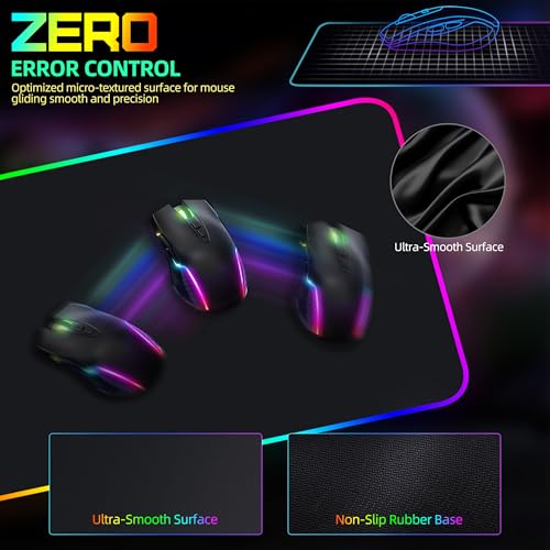 Mouse Pad with Wireless Charging, RGB Gaming Mousepad, Large Desk Mat with Ultra-Smooth Surface, Non-Slip Mouse Mat, Waterproof Computer Keyboard Pad with 18W QC Power Adapter, 800x400x4MM, Black - color: Black-rgb(with Charger & Cable)
