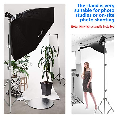 NEEWER 118"/3m Stainless Steel Light Stand, Spring Cushioned Heavy Duty Photography Tripod with 1/4" to 3/8" Universal Screw Adapter for Strobe, LED Video Light, Ringlight, Monolight, Softbox - style: ST-300SS