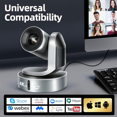 4K Conference Room Camera,PTZ Camera 20X Optical Zoom with IP/USB3.0/HDMI/RS232/RS485 for IP Live Streaming Video Conference and Church Education