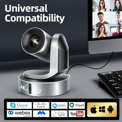 4K Conference Room Camera,PTZ Camera 20X Optical Zoom with IP/USB3.0/HDMI/RS232/RS485 for IP Live Streaming Video Conference and Church Education