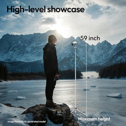 ULANZI Magnetic Phone Tripod 60'' Selfie Stick Auto Open Extendable Stand | Auto Open Tripod, N52 Magnet for Magsafe iPhone Mount, 360° Adjustment Aluminum, Creator Vlog Travel Desk Outdoor Use, White - color: White