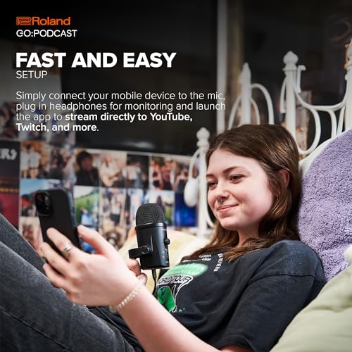 Roland GO:Podcast Video Podcasting Studio for Smartphones | Livestreaming System for Podcasters, Vloggers & More | Intuitive Video App | USB Microphone | Four Polar Patterns