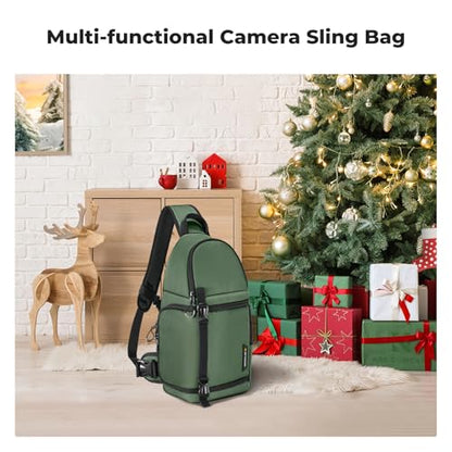 K&F CONCEPT Camera Sling Bag Crossbody Bag Camera Shoulder Backpack DSLR/SLR/Mirrorless Photography Bags Compatible with Canon/Nikon/Sony/Fuji/Gopro/DJI - color: Green, size: Medium