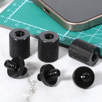6 Pack 1/4" to 1/4" Threaded Tripod Screw Adapter, Double Sided Standard Mounting Thread Converter Monopod Shoulder Rig Tripod Screw Adapter Female Adapters Set for Camera Cage Mount Light Stand