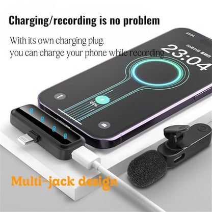 3 in 1/Four in one Wireless Lavalier Microphone for iPhone,iPad,Android,Camera,computer,mini Noise Reduction Recording Mic Ultra-Low Delay,for Vlog/ TikTok/YouTube Live Stream (Upgrade 4mic) - style: Upgrade 4mic