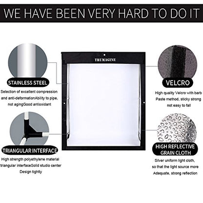 Light Box Photography LED Photo Studio Large Lightbox Professional 47x39x78 inch Dimmable Video Continuous Lighting Cube Shooting Tent Kit for Product Photography with Blue/White/Black PVC Backgrounds - size: 47x39x78 INCH