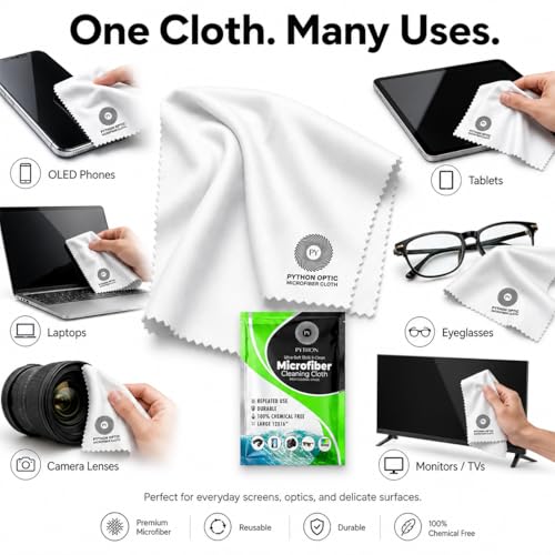 Premium OLED Microfiber Cleaning Cloth, 12 x 16 in | Premium 12x16 in low-lint cloth for OLED and QD-OLED monitors, TVs, lenses
