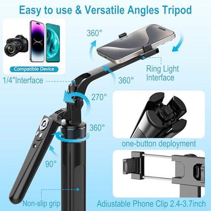 71" Content Creator Essentials Vlogging Kit - 2 Lights & 2 Mics, 360° Rotating Auto Face Tracking Tripod for iPhone/Android/Camera with Wireless Remote, No App for Vlog, Live, Video Record