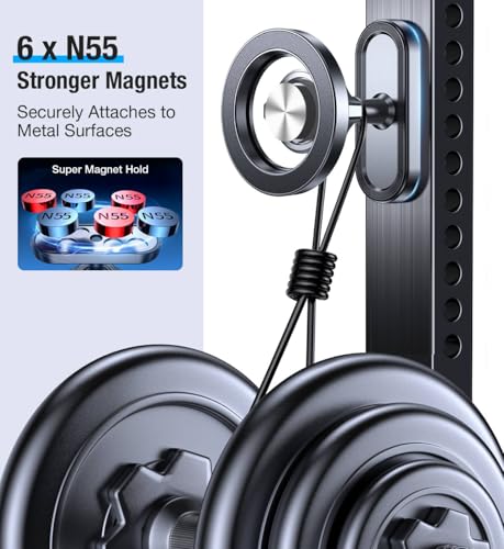 Coolpow Dual Magnetic Phone Holder for Gym Mag Safe Phone Holder【Strong Magnet】 Gym Phone Holder Camera Mount for Gym Accessories for Women Attach to Metal Surface with iPhone 17 Pro Max 16 15 14 13 - style: Magnet Phone Mount-D