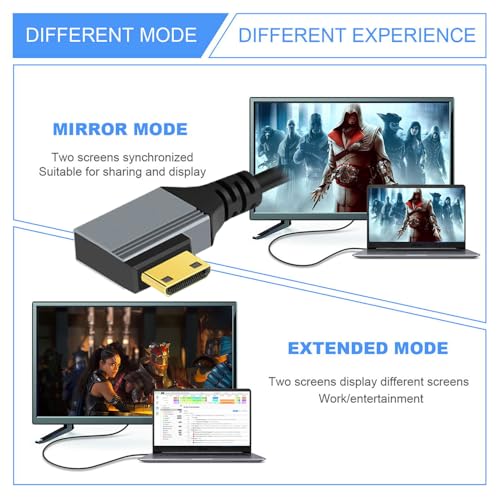 Cable Mini HDMI 2.1 Male to HDMI Male 8K 60hz Stretch Coiled Cable Left Angled 90 Degree for HDTV Computer Laptop Monitor - style: Mini HDMI Left Angled