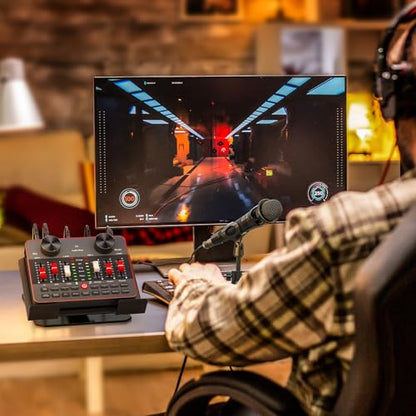 G1 Audio Mixer Kit for Live Streaming，Live Sound Card for Streaming，Audio Interface DJ Mixer Sound Card/Board Condenser Microphone for Tiktok Gaming Video Content Creator Kit.