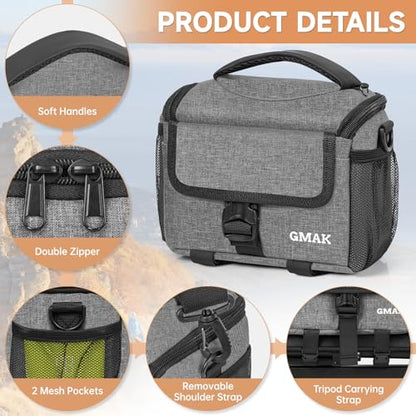 Camera Carrying Bag, Anti-Shock Camera Case Bag with Water-resistant Rain Cover Compatible for Canon EOS R50 M50 Powershot SX540 SX70, Nikon Coolpix L340 B700 P610, Panasonic LUMIX, Sony a6100 a6400 - color: Grey, size: Small