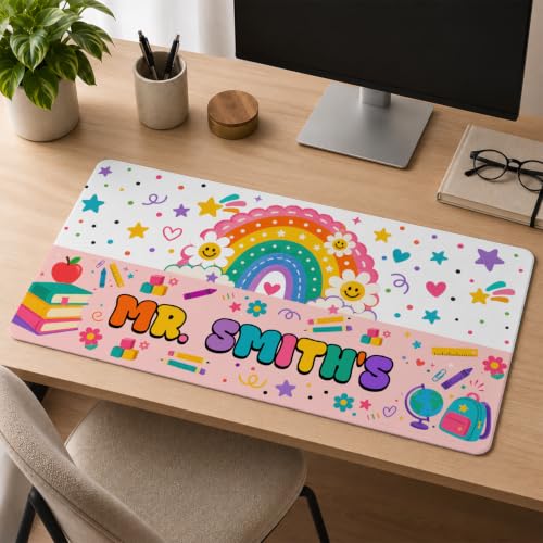 Teacher Desk Mat and Wrist Rest Set - Composition Book Large Mouse Pad with Ergonomic Keyboard Support, Cute Classroom Decor, Appreciation Gift (Style 3) - color: Style 3