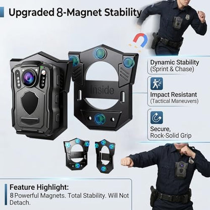 Body Camera Mount, Universal Camera Mounts & Clamps Fit for All Models Police Body Cam, Strong Magnet Camera Holder Stick to Clothes Prevent Moving（Single-Pack）