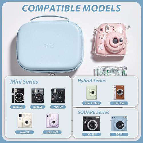 Hard Storage Case Compatible with Fujifilm Instax Mini 12/11/90/SQ1/SQ40/EVO Instant Camera, Holds Fuji Film & Accessories with 3 Dividers,Ideal for Home & Travel (Blue) - color: Blue
