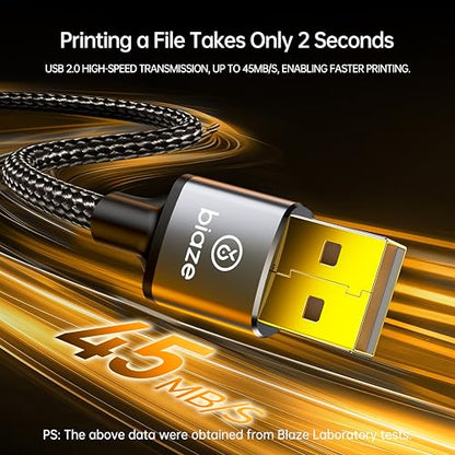 Printer Cable Splitter 2 in 1 Out, USB 2.0 Sharing Switch for Two Computers to One USB Device, 3.5m/11.5ft USB A to B Data Cable for Printer, Scanner, Keyboard, Mouse, Plug and Play