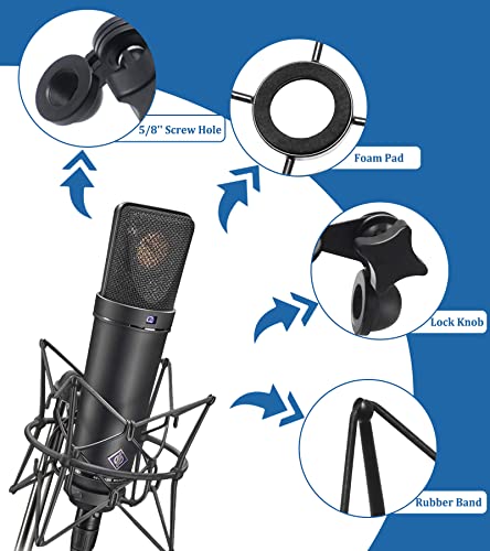 SUUNTOK Microphone Shock Mount Anti-Vibration Mic Holder Spider Recording Mic Shockmount Stand Compatible with Neumann U87 Ai, U89 i and TLM 67 (Black) - style: Black Compatible with U87 Ai