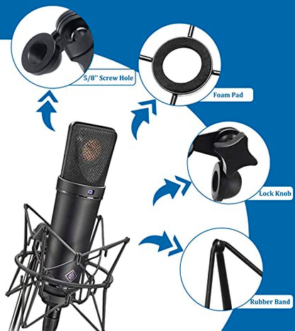 SUUNTOK Microphone Shock Mount Anti-Vibration Mic Holder Spider Recording Mic Shockmount Stand Compatible with Neumann U87 Ai, U89 i and TLM 67 (Black) - style: Black Compatible with U87 Ai