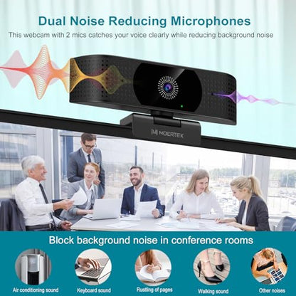 4K Webcam for PC, Ultra HD 4K 12MP Webcam with Dual Noise-Reducing Mics, PDAF Autofocus, Streaming Camera for PC, Mac, Laptop, 81° FOV, Ideal for High-end Business Meeting with Skype, Teams, Zoom - style: 4K Webcam with PDAF Fast Auto Focus