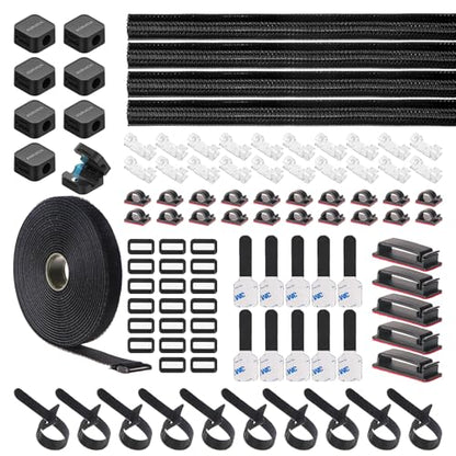 Cable Management Organizer Kit, Desk Cable Organizer, Cable Management Under Desk, Wire Management and Cord Organizer for Home, Office, Standing Desk