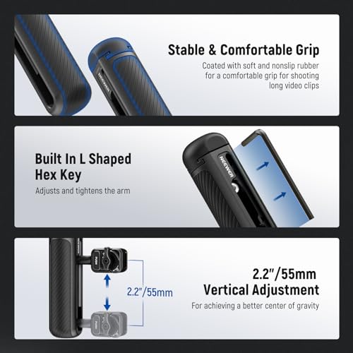 NEEWER Quick Release Side Handle for Phone Cage PA073 PA074 for 16 Pro/16 Pro Max, PA042 for Samsung S24 Ultra, with Covered Cold Shoe, Anti Off Pin, Black Lock, PA045B - style: PA045B