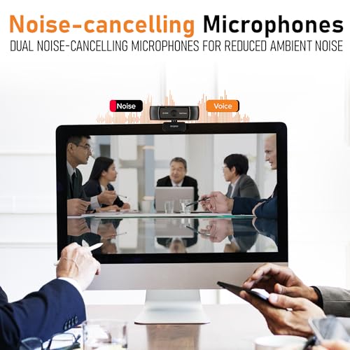 Sentinel 2K Webcam for PC with Microphone, Touch Control, Autofocus, Privacy Shutter & 360° Adjustable | Camera for Computer, Laptop & Mac | USB Video Streaming for Zoom/Skype/Google Meet/Team