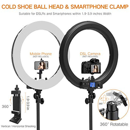 Pixel Ring Light, 19" Bi-Color LCD Display Ring Light with Stand, 55W 3000-5800K CRI≥97 Light Ring for Vlogging Selfie-Portrait Live Stream Video Photography Shooting