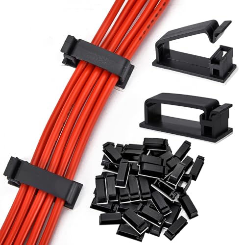 5Pcs Self Adhesive Cable Management Clips,Cable Organizers Wire Clips Cord Holder for PC Laptop Ethernet Cable Desktop Home Office(2.1’’ x 0.75’’ x 0.28’’, Black) - color: Black, size: 2.1’’ x 0.75’’ x 0.28’’