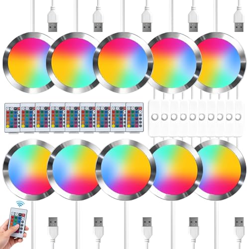 10PCS Remote Control RGB Light LED Lamp Kit 001,Power Failure Memory Function for Bambu Lab Multicolor Makerworld for Anycubic Makeronline 3D Printer Light DIY Hardware Model Parts USB - color: New 10 PCS RGB LED Light