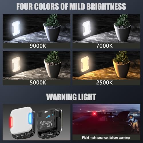 138 LED Video Light, Portable Photography Lighting, LED Camera Light, 4 Color 2500K-9000K, CRI 95+, Rechargeable 5400mAh, 180° Adjustable, Hangable, Magnet, Tripod Mountable