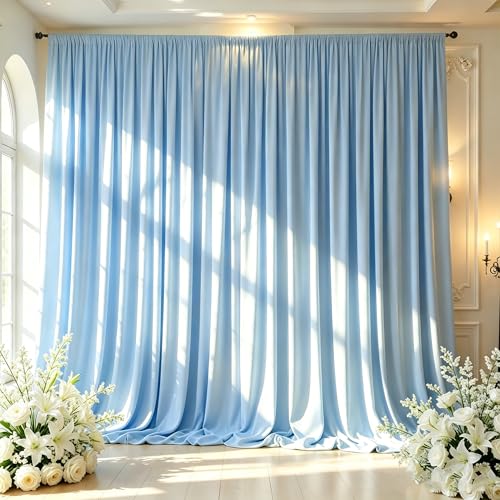 Baby Blue Backdrop Curtain - 10x10FT Back Drop Curtains for Parties Wrinkle-Free Soft Polyester Backdrop Wedding Decoration Photoground Backdrop Stain-Resistant for Back Drop Stand, 2 Panels - color: Baby Blue, size: 10 ft x 10 ft(2 panels)
